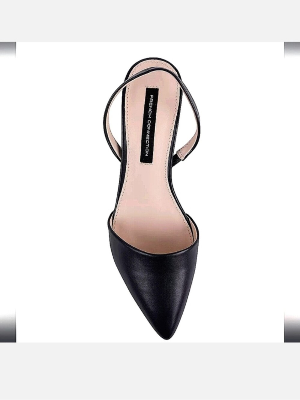 French Connection Black Pointed Slingback Pump with Beige Insole